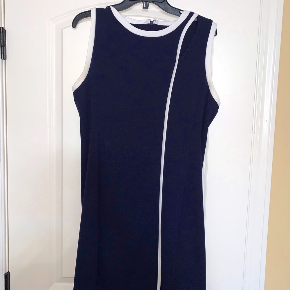 DKNY Dark Blue Dress w/ White Lines